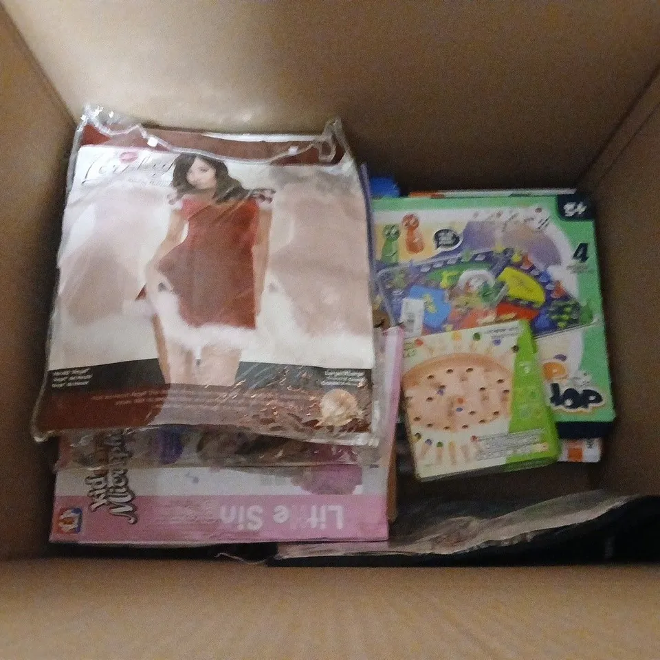 LOT OF ASSORTED TOYS AND GAMES TO INCLUDE GIRAFFES CANT DANCE, KAWAII PLUSHIE AND CLIMBING CHAMELEON