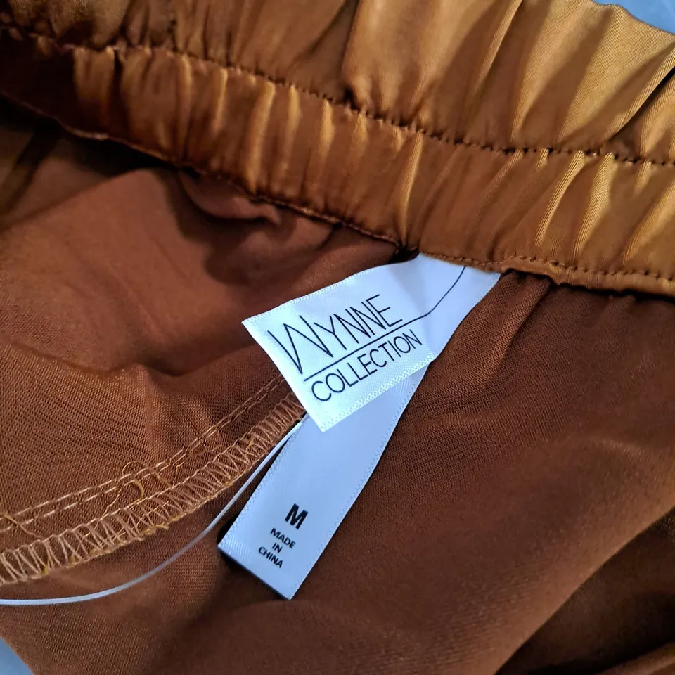 WAYNE COLLECTION WOMEN'S SATIN TROUSERS – BROWN, SIZE M