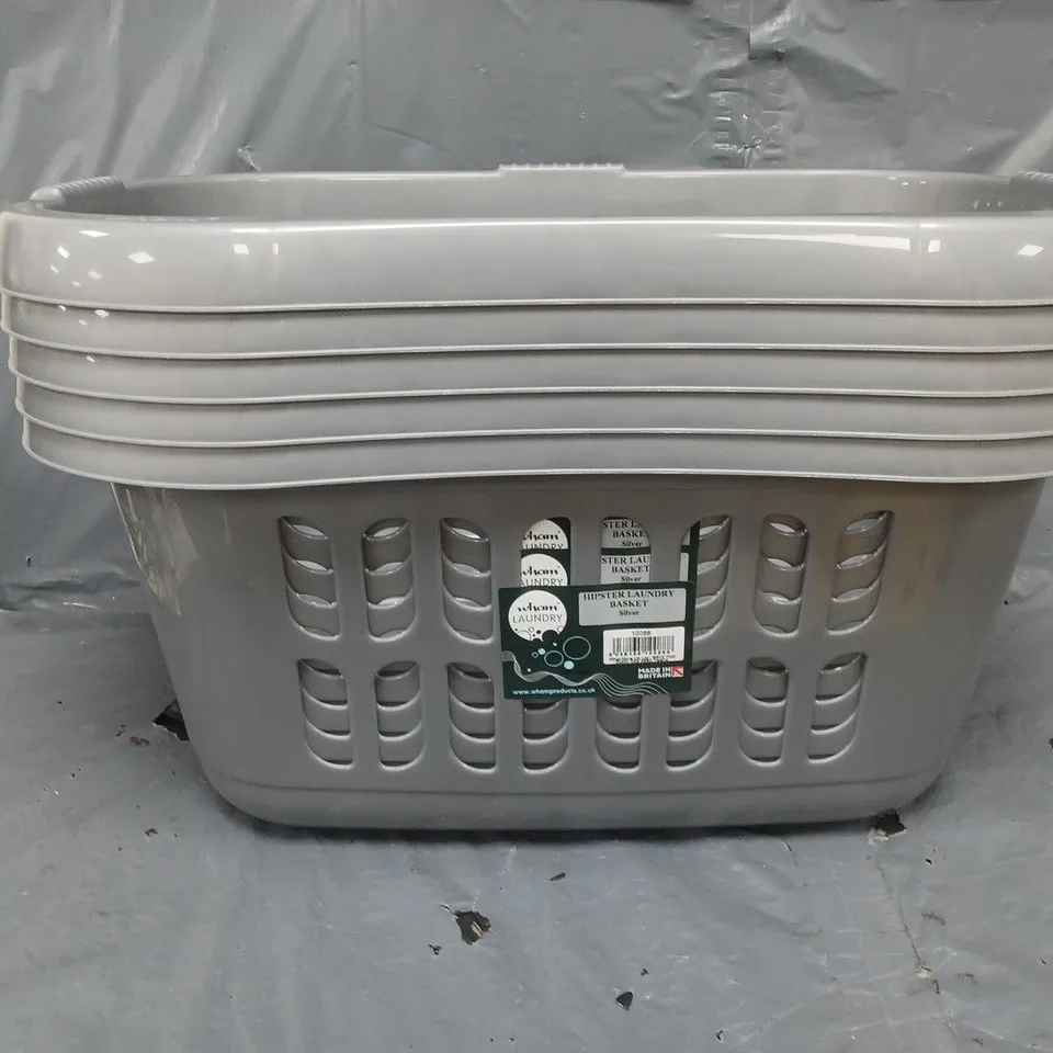 5 WHAM LAUNDRY HIPSTER BASKETS IN SILVER 
