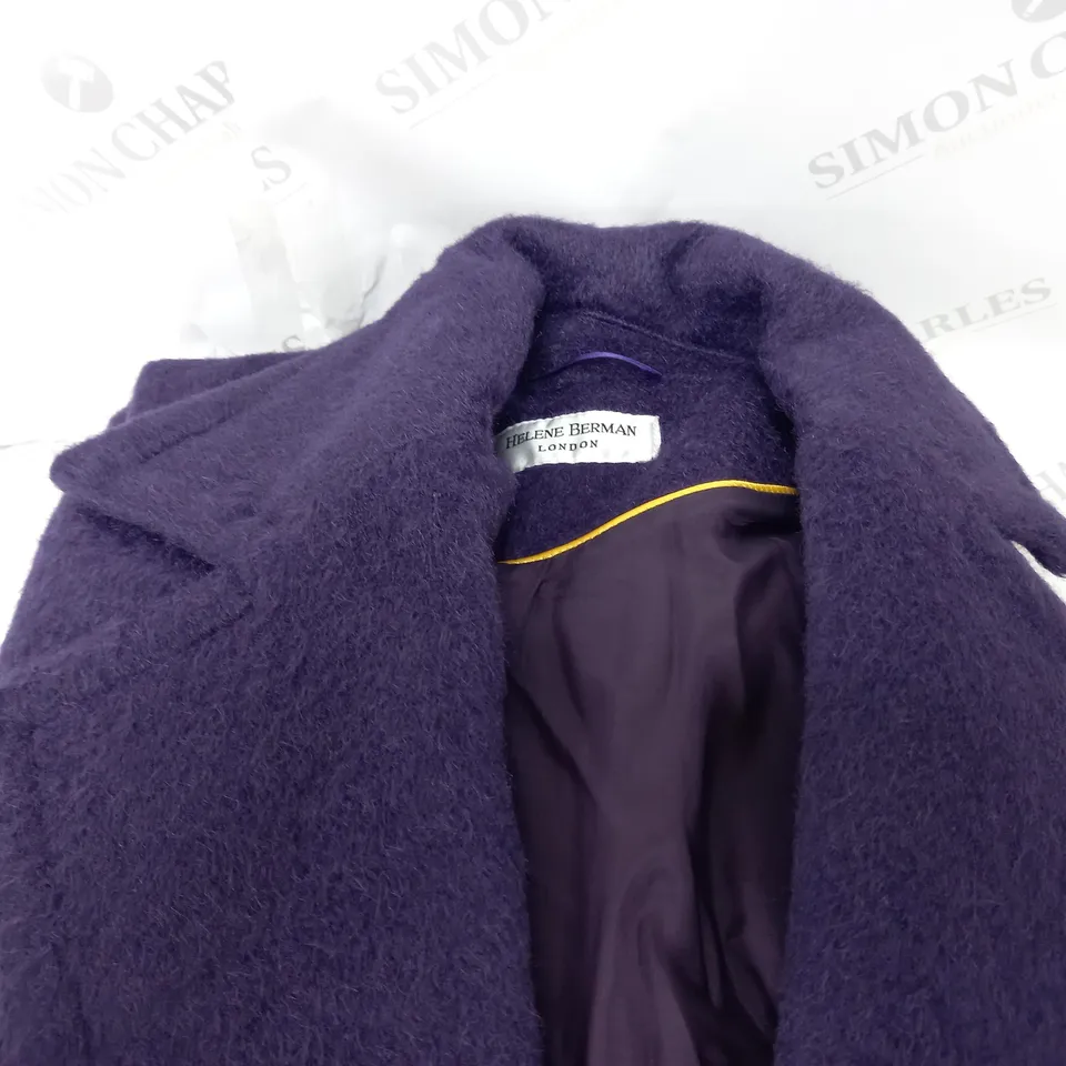 HELENE BERMAN 4 BUTTON DOUBLE BREASTED COAT PURPLE SIZE 8