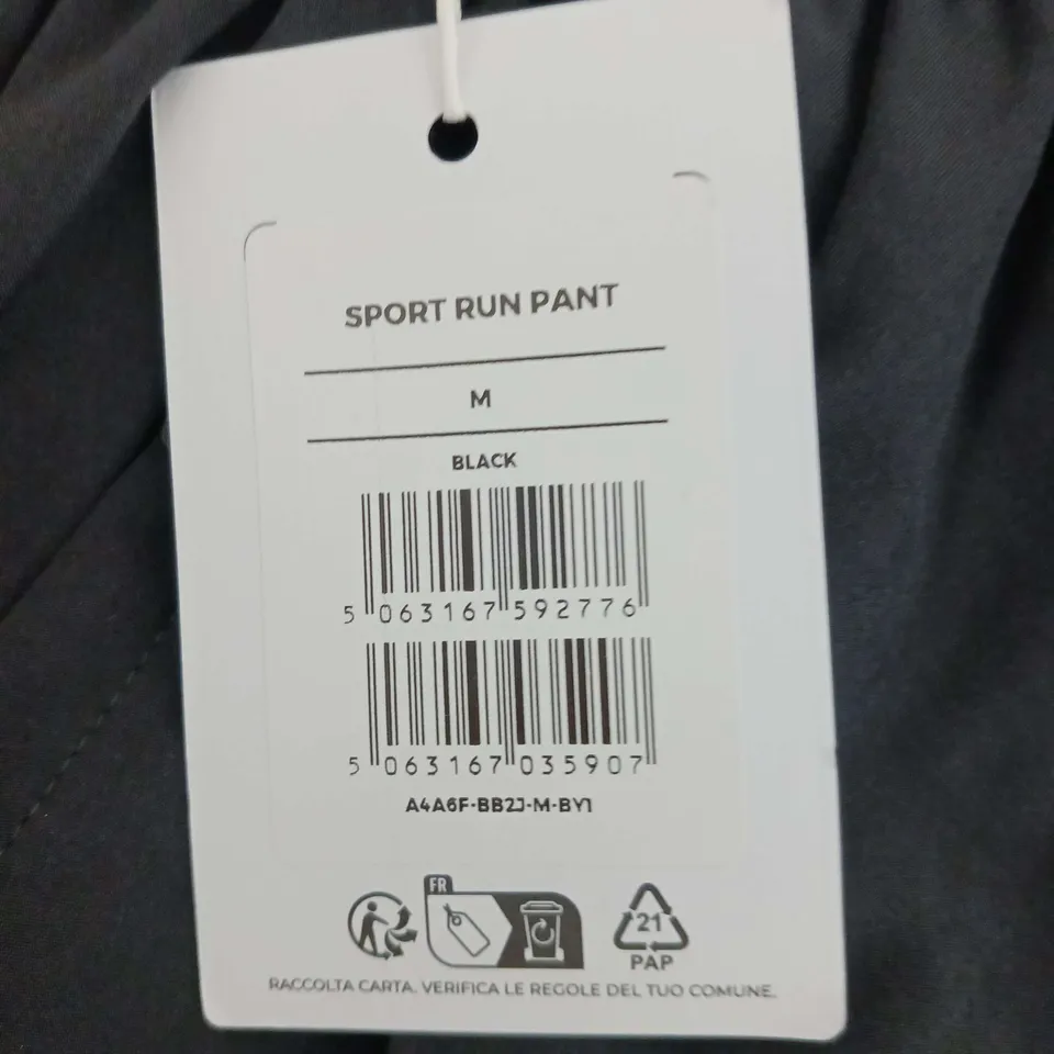 GYMSHARK SPORT RUN PANTS BLACK SIZE M