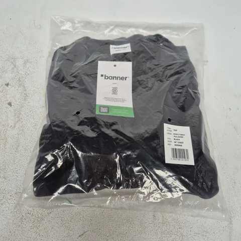 BAGGED BANNER 50/50 V-NECK PULLOVER IN BLACK - 34" CHEST