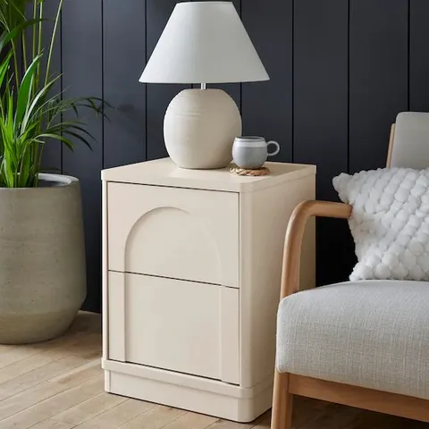 BOXED CRANFIELD 2 DRAWER SIDE TABLE - CREAM