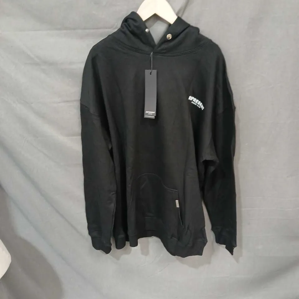 REPRESENT HOODIE – BLACK, OWNERS' CLUB GRAPHIC (VERIFY MODEL) SIZE XL