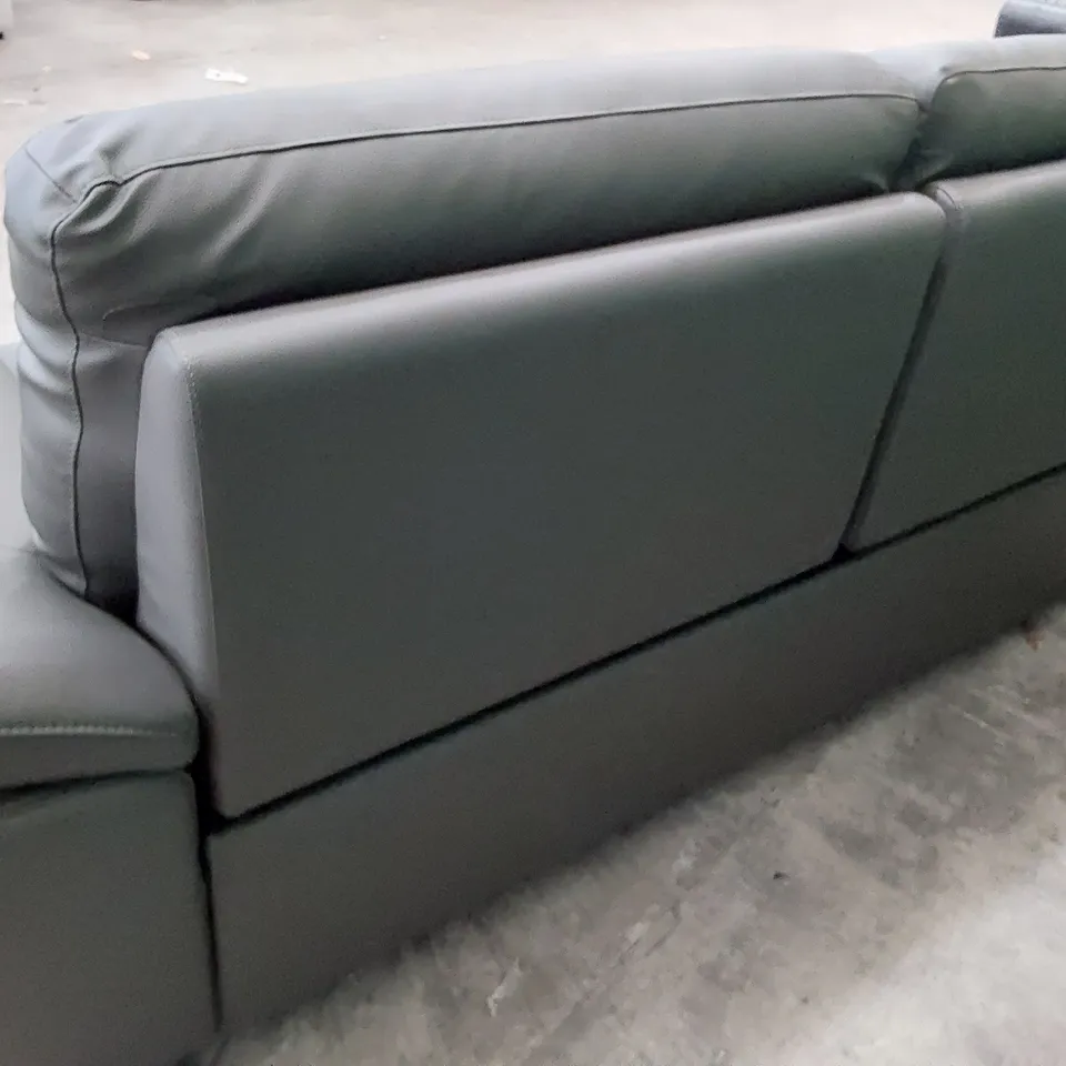DESIGNER POWER RECLINING THREE SEATER SOFA GREY LEATHER 