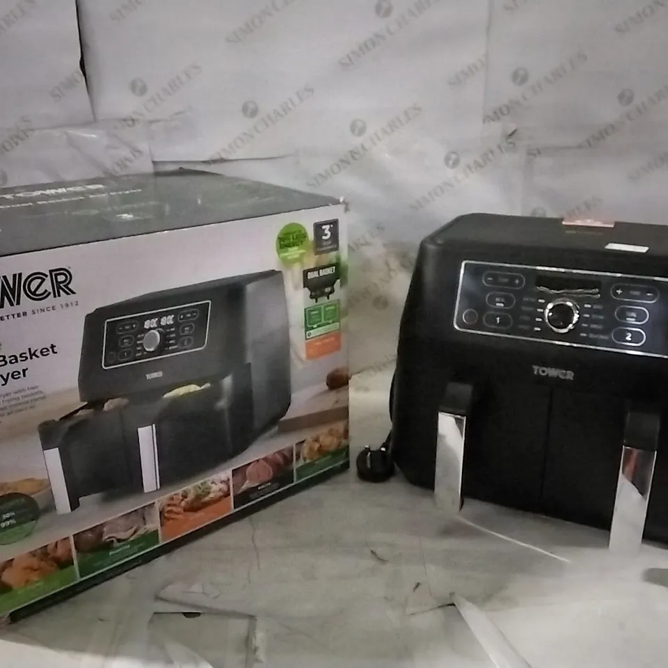 BOXED TOWER 8 LITRE DUAL BASKET AIR FRYER 