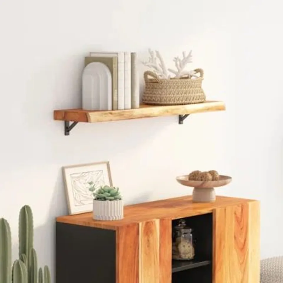 BOXED ALPEN HOME WALL SHELF 100 x 20 x 3.8cm RECTANGULAR SOLID WOOD (1 BOX)