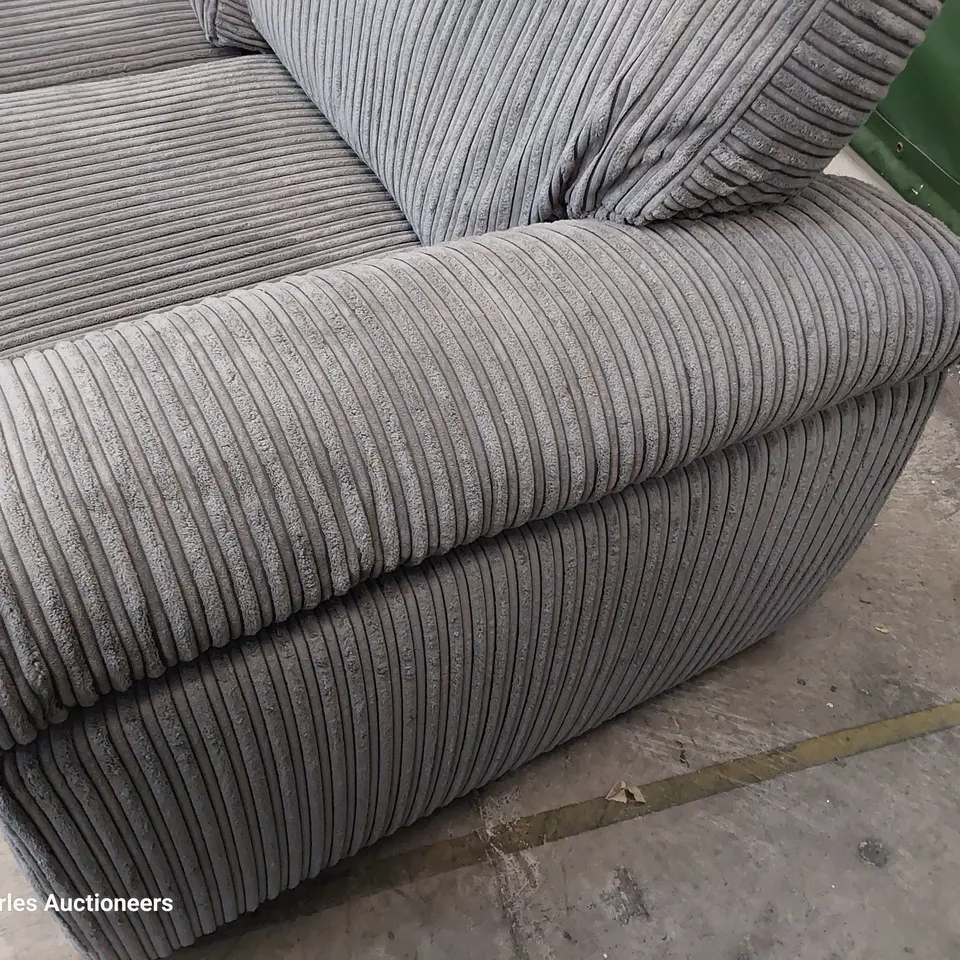 DESIGNER THREE SEATER SOFA GREY JUMBO CHORD 
