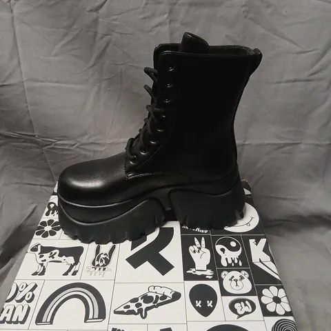 KOI RANCOR VILUN BLACK LACE-UP BOOTS, UK3