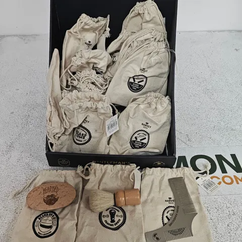 LOT OF APPROXIMATELY 17 HARVEY MAKING BEARD CARE ITEMS IN DUST BAGS
