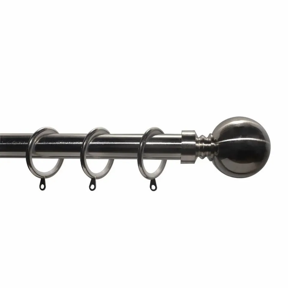 LEXI BALL EXTENDABLE CURTAIN SINGLE POLE SIZE 70-120CM BRUSHED NICKEL