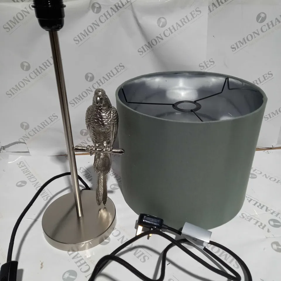 ALISON CORK SILVER SINGLE PARROT DETAIL TABLE LAMP
