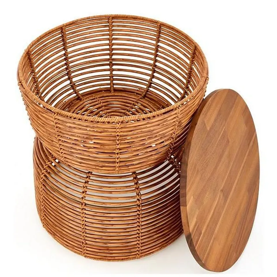 BOXED RATTAN STORAGE TABLE