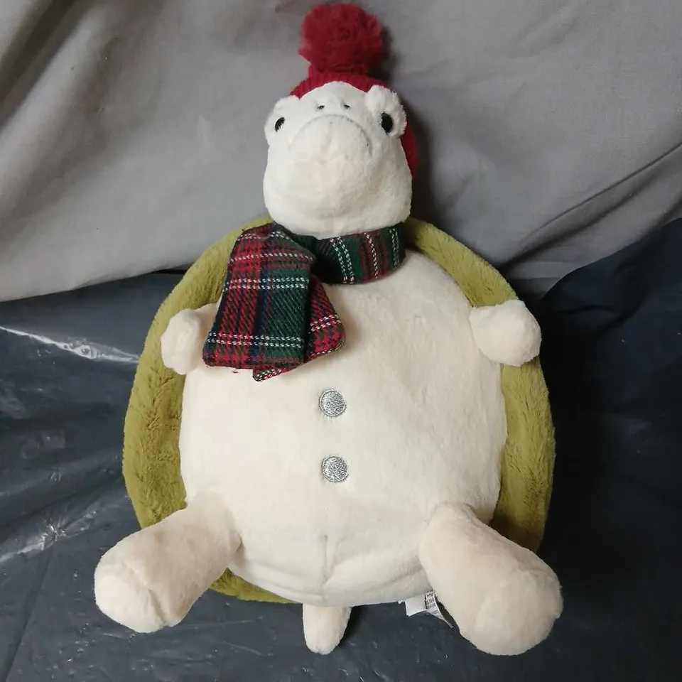 JELLYCAT PLUSH TORTOISE WITH SCARF & HAT – CREAM & OLIVE (LONDON)