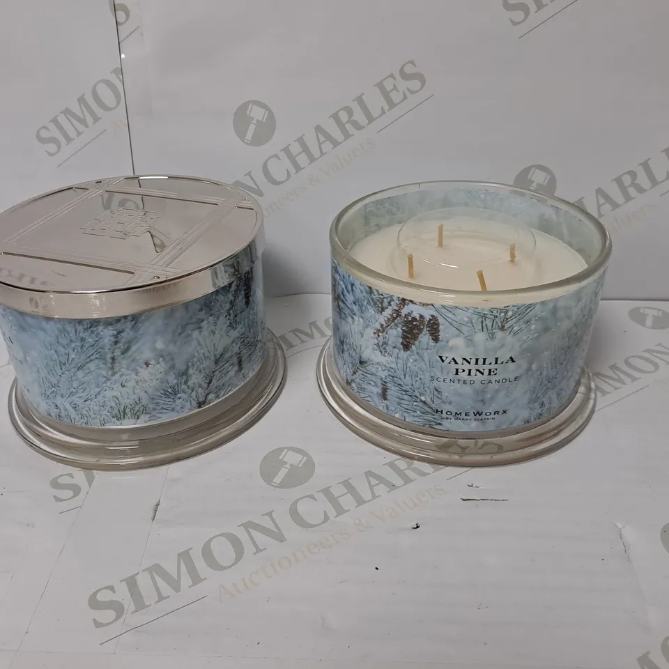 SET OF 2 HOMEWORX VANILLA PINE SCENTED CANDLES 