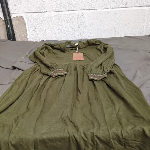 BRAKEBURN KINSLEY JERSEY DRESS – KHAKI – UK 8 (EU 36)