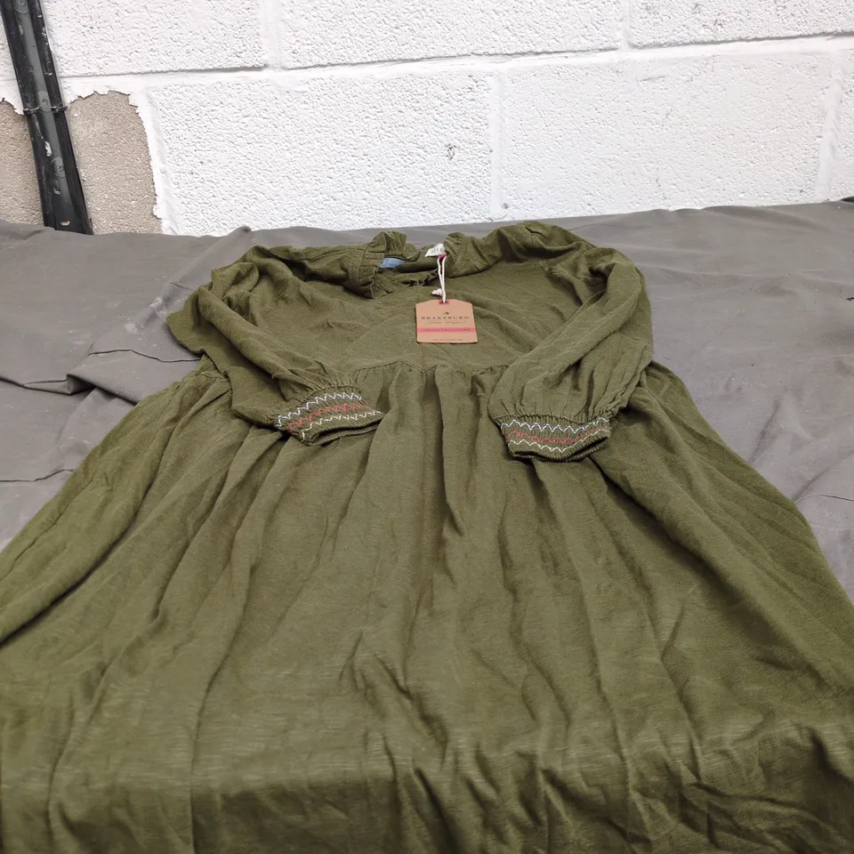 BRAKEBURN KINSLEY JERSEY DRESS – KHAKI – UK 8 (EU 36)
