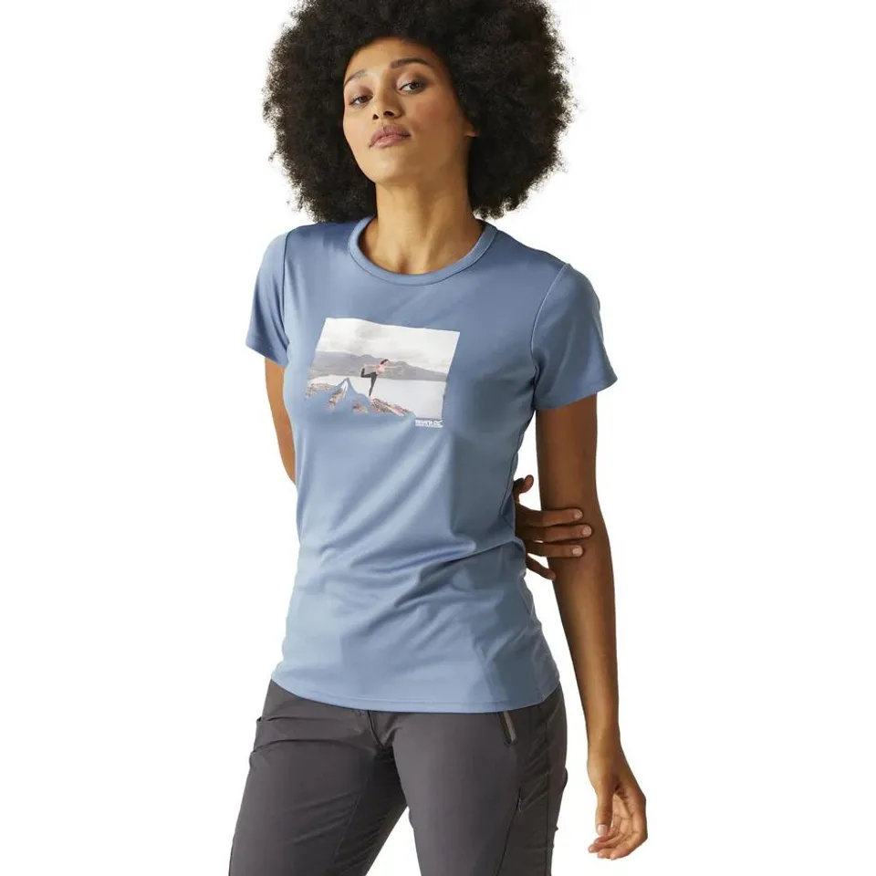 REGATTA WOMENS FINGAL VIII SHORT SLEEVE T-SHIRT CORONET BLUE  - UK SIZE 24