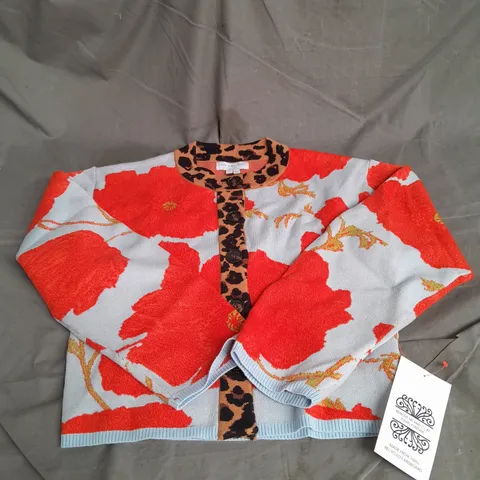 NEVER FULLY DRESSED BLUE POPPY CARDIGAN IN MULTI SIZE S