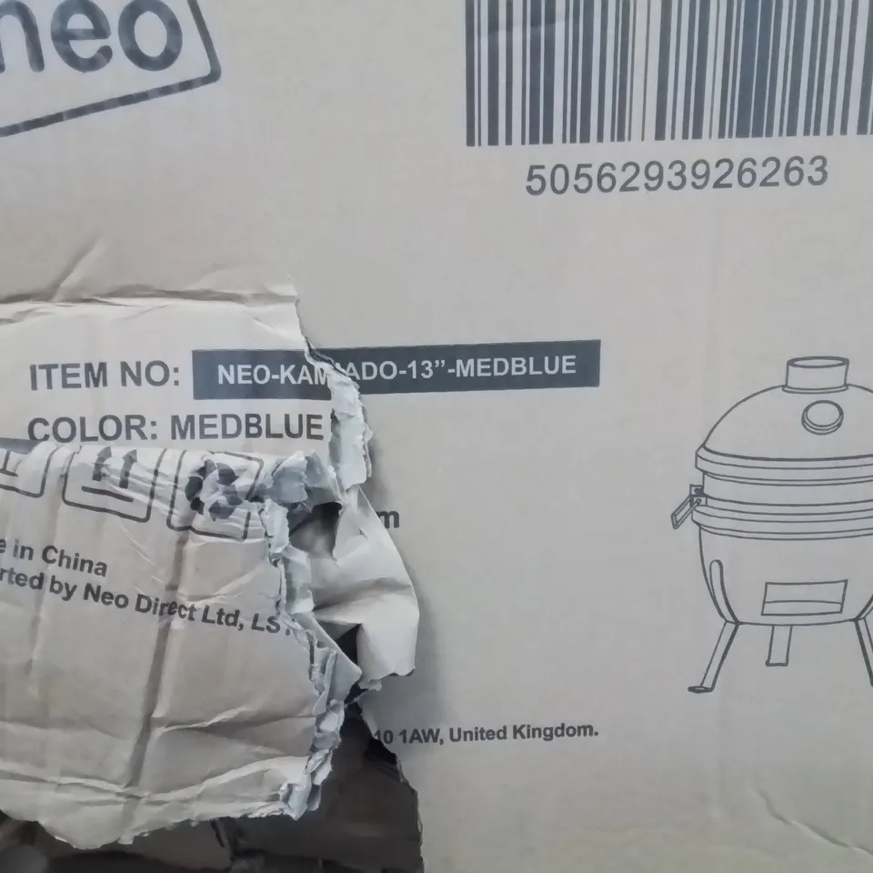 BOXED NEO KAMADO 13" CERAMIC MINI BBQ GRILL - MEDBLUE 