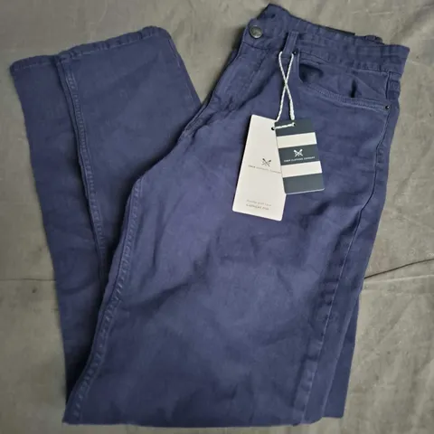 CREW CLOTHING COMPANY 5 POCKET OVERDYED TROUSER – PEACOAT, UK 34R