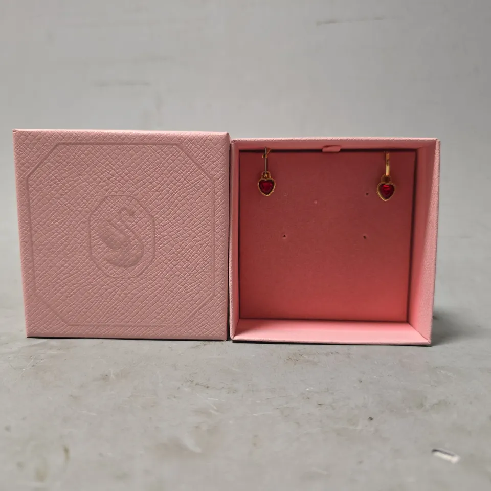 BOXED SWAROVSKI DANGLE RED EARRINGS 