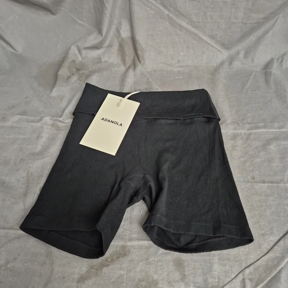 ADANOLA RIBBED FOLDOVER CROP SHORTS IN BLACK SIZE S
