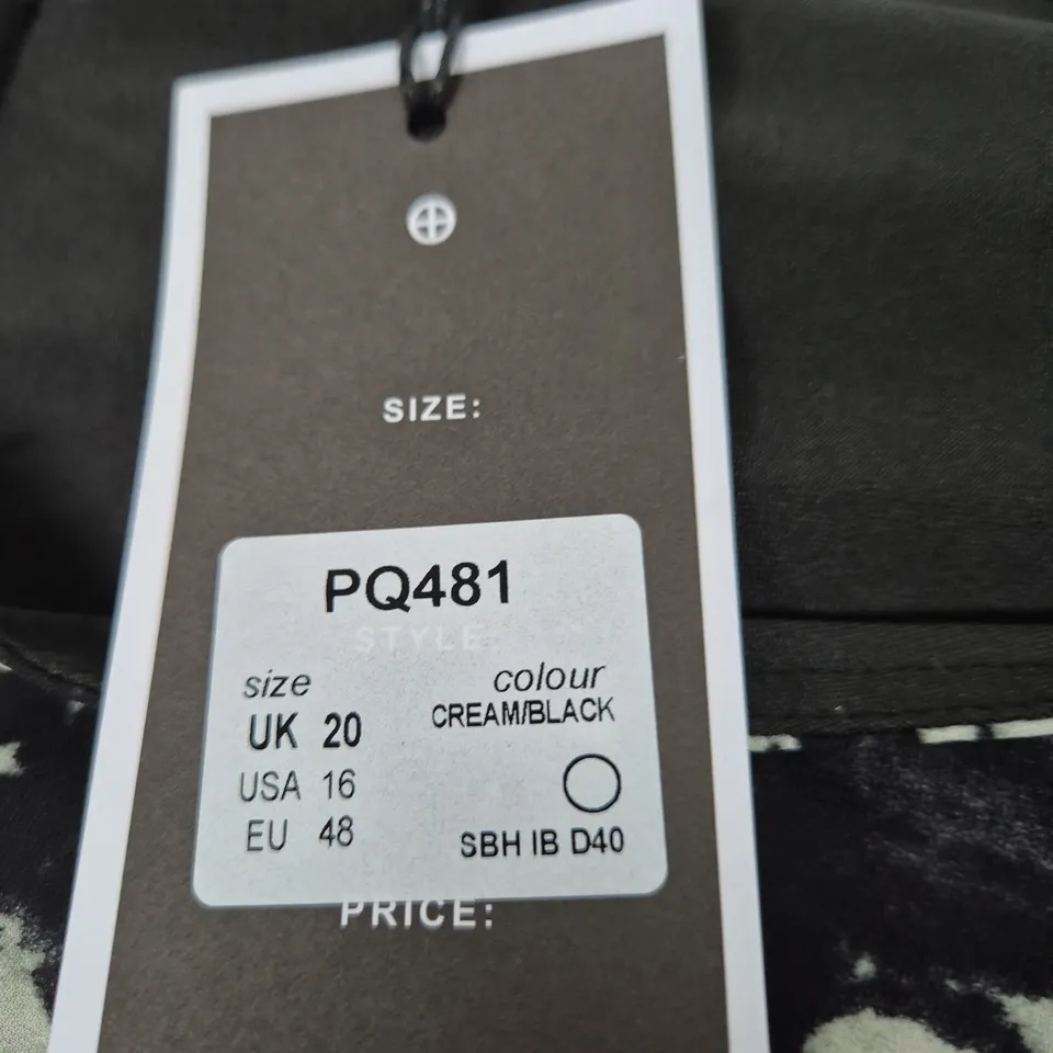 RELIGION CLOTHING – CREAM & BLACK PRINT WOMEN’S GARMENT, UK 20