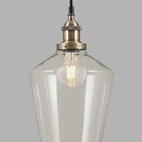 BOXED PACIFIC LIFESTYLE BRIELLE CLEAR GLASS AND ANTIQUE BRASS 12 LIGHT PENDANT