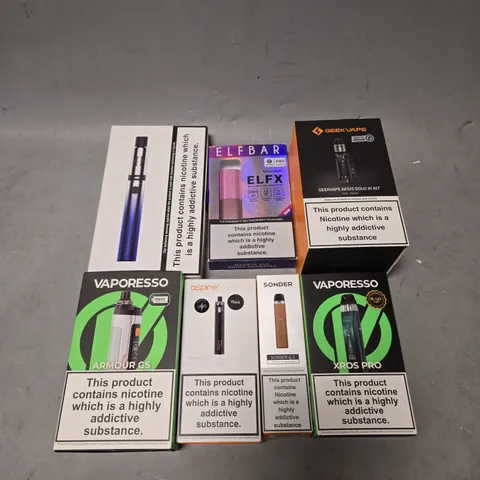 APPROXIMATELY 20 VAPES & E-CIGARETTES TO INCLUDE VAPORESSO, GEEKVAPE, ELFBAR ETC