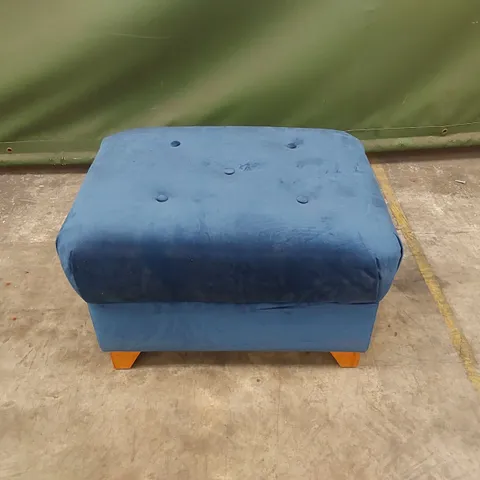 QUALITY DESIGNER SMALL BLUE VELVET FOOT STOOL