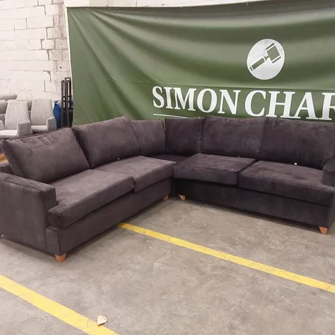 QUALITY DESIGNER CORNER SOFA - CHARCOAL FABRIC