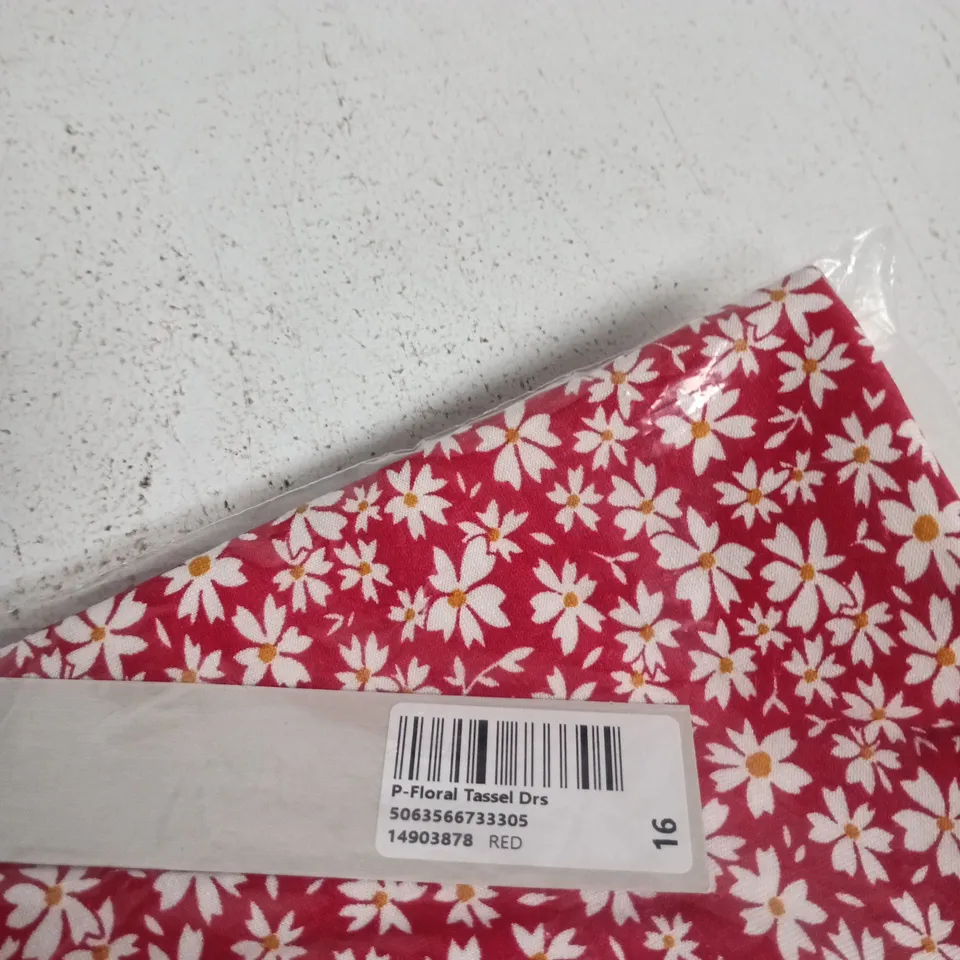 ROMAN PETITE WOMEN'S FLORAL DRESS – RED DAISY PRINT, UK 16