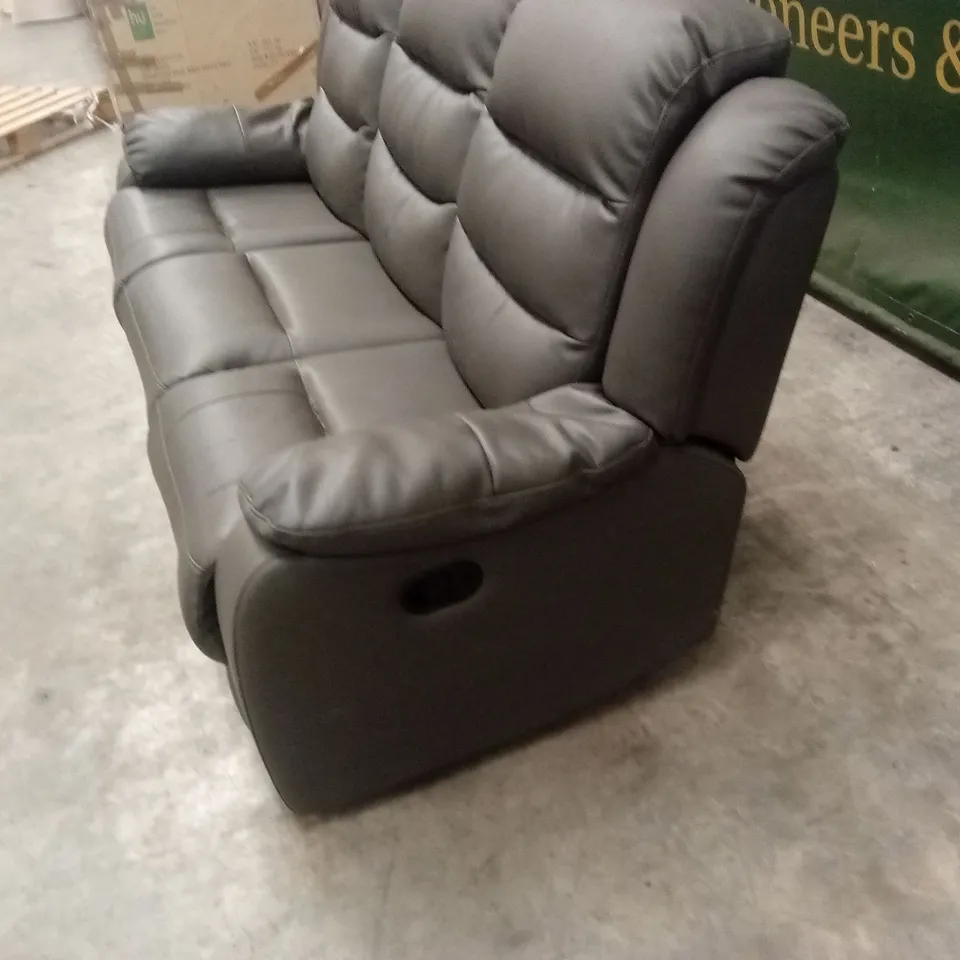 ROTHBURY LUXURY FAUX LEATHER HIGH BACK 3 SEATER MANUAL RECLINER SOFA - CHARCOAL RRP £729