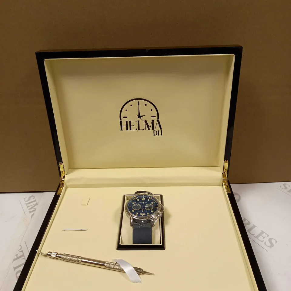 HELMA DH VINTAGE STYLE ACRYLIC STRAP WRISTWATCH RRP £750