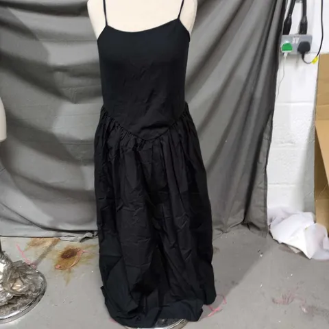 WOMEN'S BLACK STRAPPY MIDI DRESS – UK 14 (EU 42 / US 10)