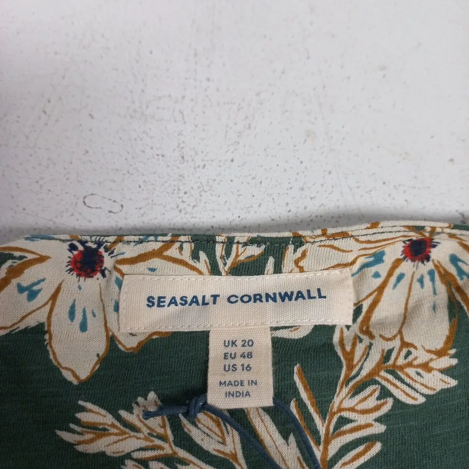 SEASALT CORNWALL GREEN FLORAL DRESS – UK 20 (EU 48, US 16)
