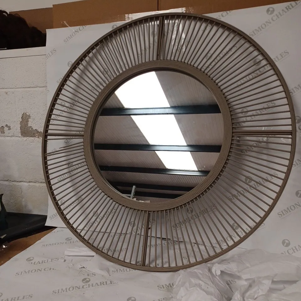K BY KELLY HOPPEN BAMBOO TAUPE CIRCULAR MIRROR - COLLECTION ONLY
