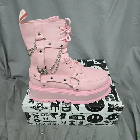 BOXED KOI YAMI PASTEL PINK PLATFORM BOOTS - UK9