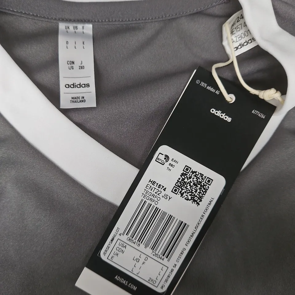 ADIDAS GREY POLO SHIRT WITH WHITE COLLAR – SIZE L