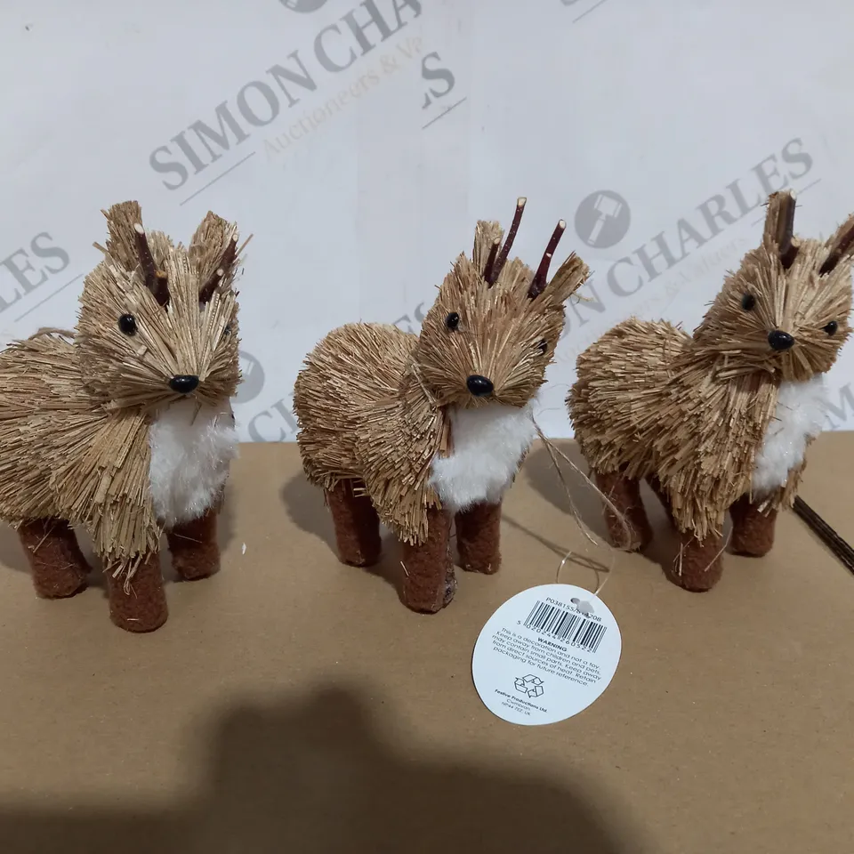 BOX OF 3 REINDEER CHRISTMAS ORNAMENTS 