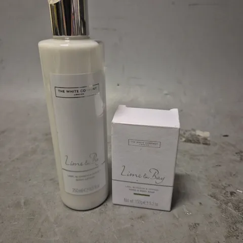 THE WHITE COMPANY LIME, BLOSSOM AND ORANGE BODY LOTION - 250ML AND LIME AND BAY SOAP - 150G