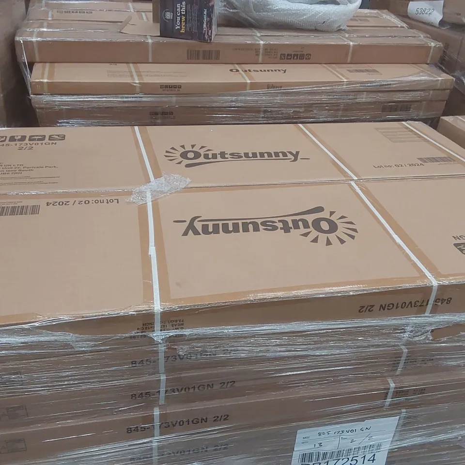 PALLET CONTAINING A VERY LARGE QUANTITY OF ASSORTED DESIGNER FURNITURE PARTS INCLUDING: GARDEN SHED PARTS ECT