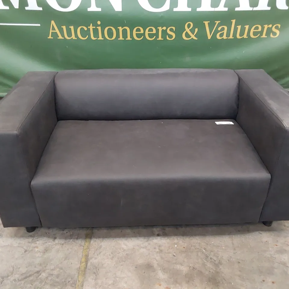 DESIGNER MINIMALISTIC TWO SEATER SOFA BLACK FAUX LEATHER 