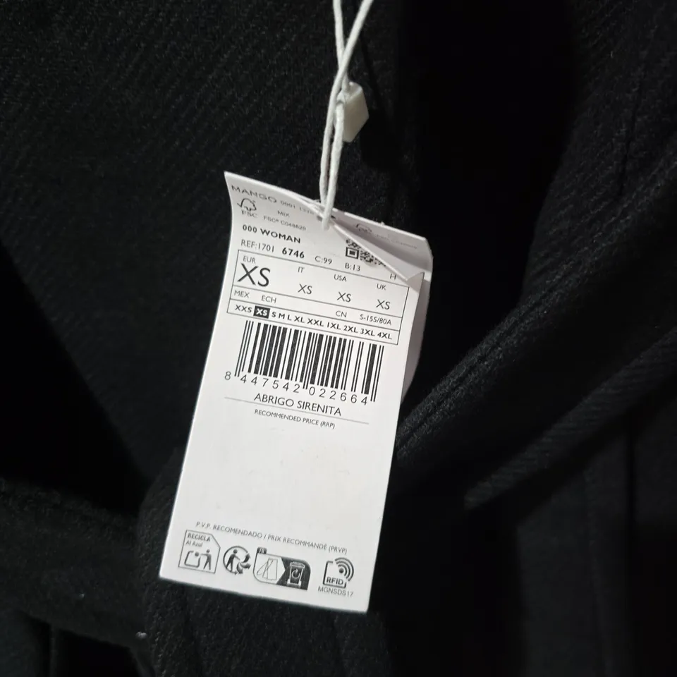 MNG WOMEN'S BLACK BELTED COAT, XS