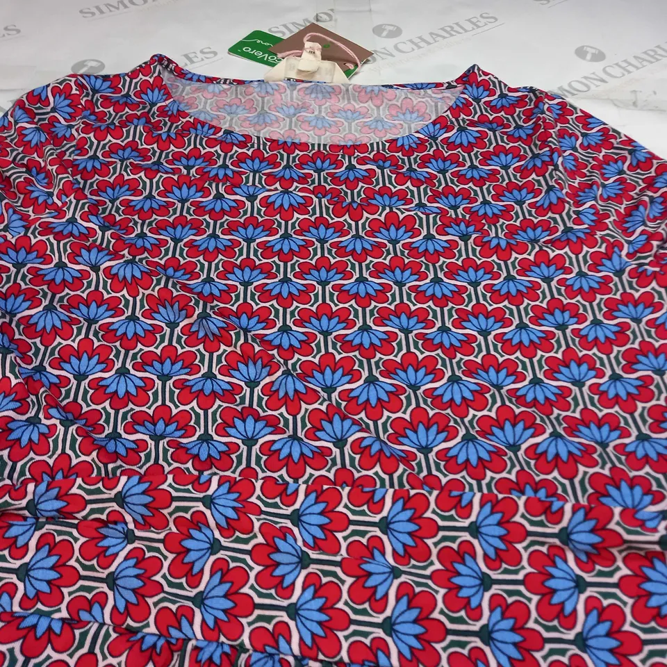 BODEN ABIGAIL JERSEY DRESS IN FLORAL DESIGN IN BLUE/RED/GREEN - 12L