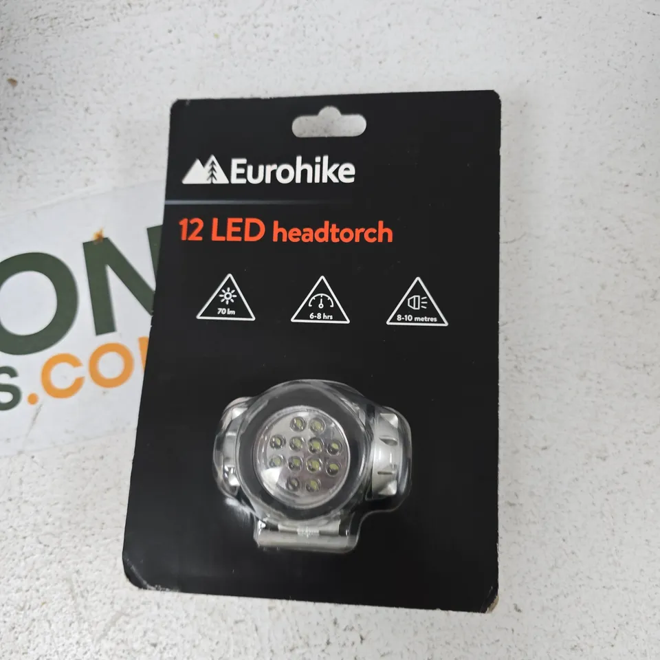 TOTE OF APPROXIMATELY 15 ASSORTED ITEMS TO INCLUDE: 12 LED HEAD TORCH