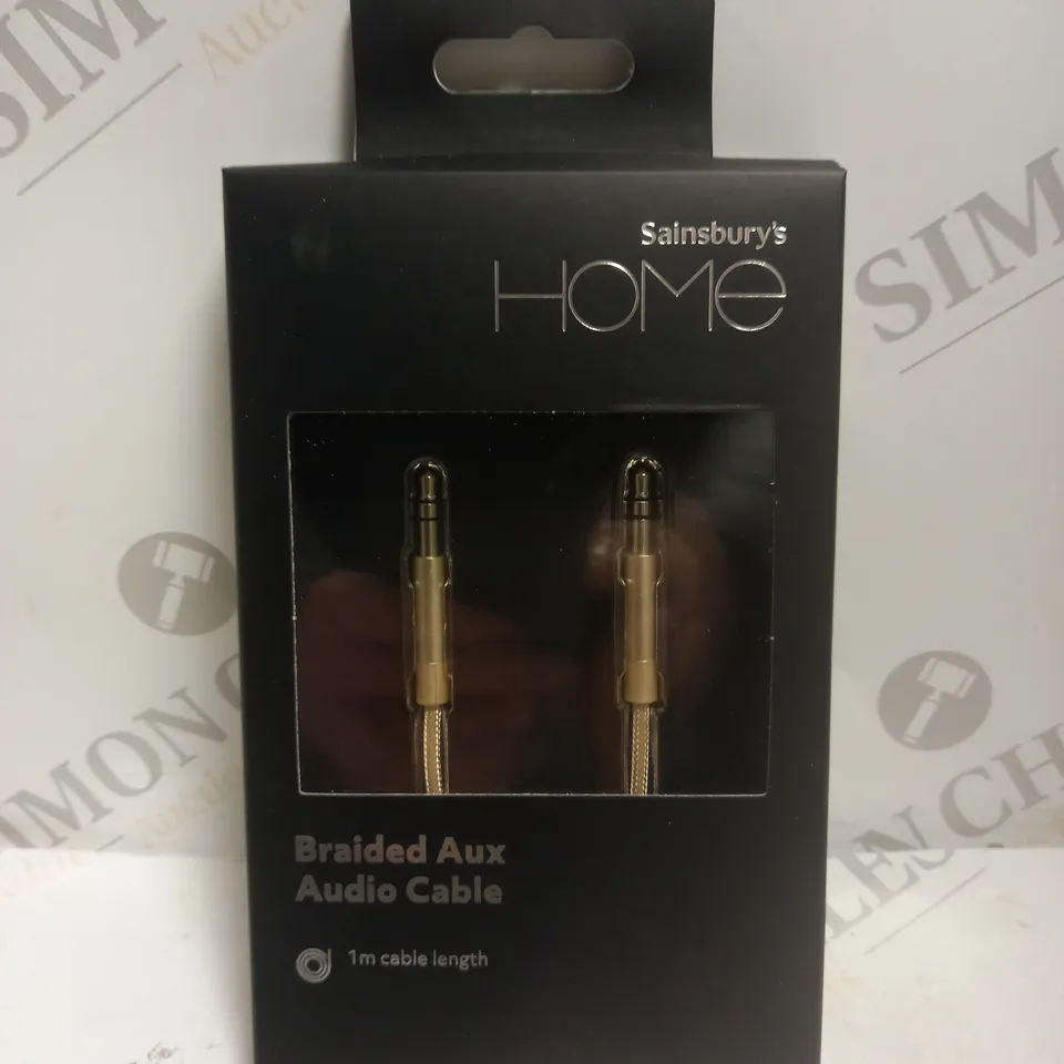 APPROXIMATELY 10 BOXED JS BRAIDED AUX AUDIO CABLES IN GOLD COLOUR - 1M	