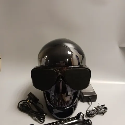 JARRE AERO SKULL HD+ BLUETOOTH ENABLED SPEAKER IN BLACK INCLUDED REMOTE, ADAPTER, CHARGING CABLE AND IPHONE/IPOD PORT