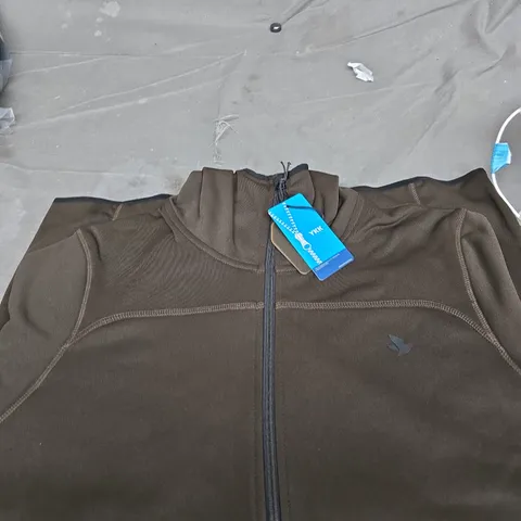 SEELAND PINE GREEN ZIP-FRONT FLEECE JACKET WITH CHEST LOGO SIZE XXL